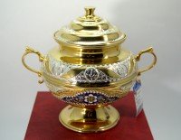 Сахарница серебряный с позолотой